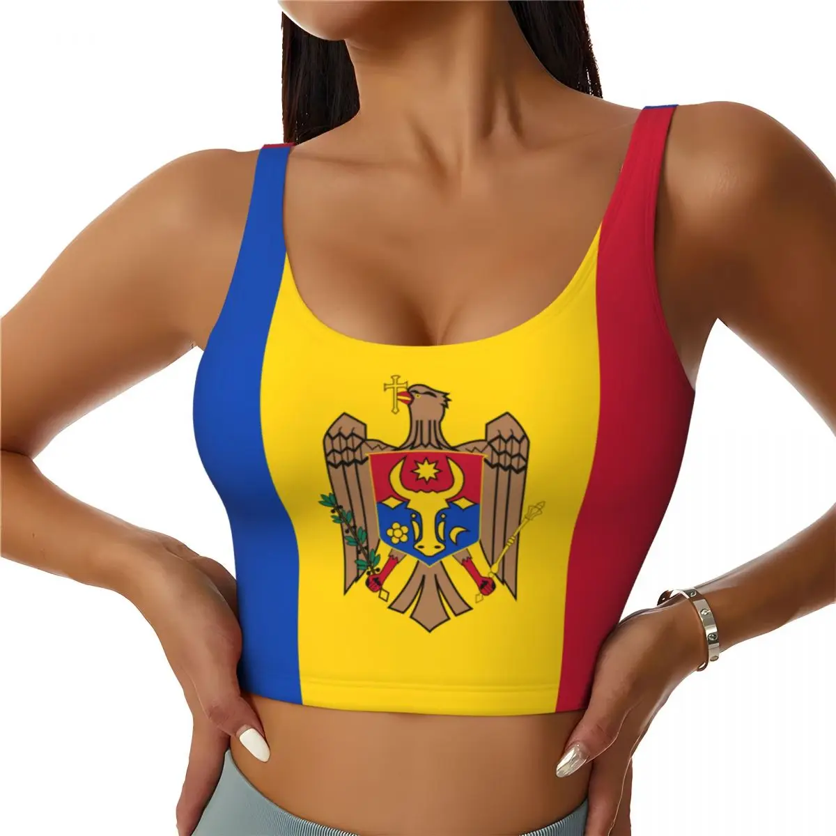 Yoga Fitness Top - Drapeau de Moldavia Tops basiques femmes
