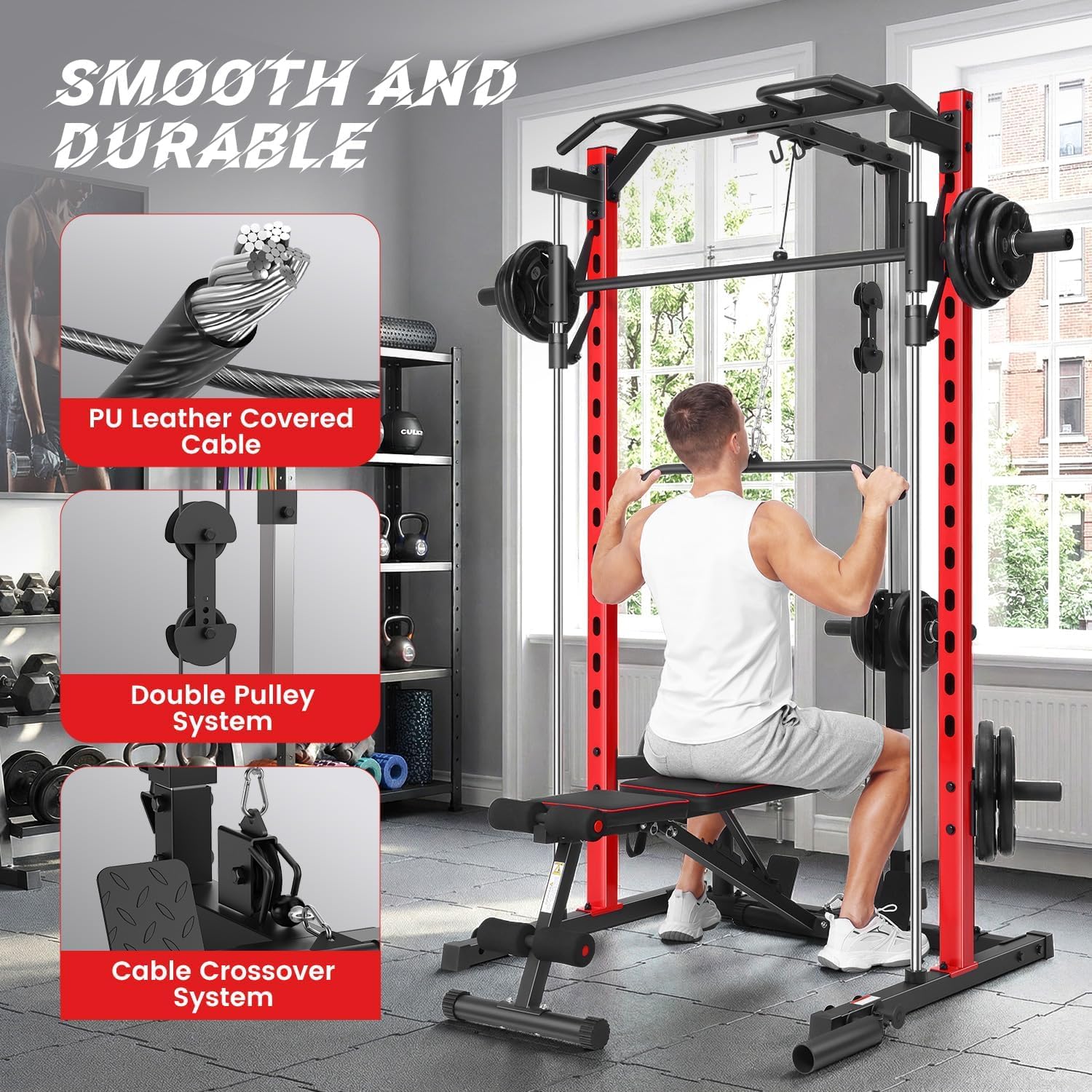 Machine Smith tout-en-un avec  - Lat Pulldown Bar avis et prix